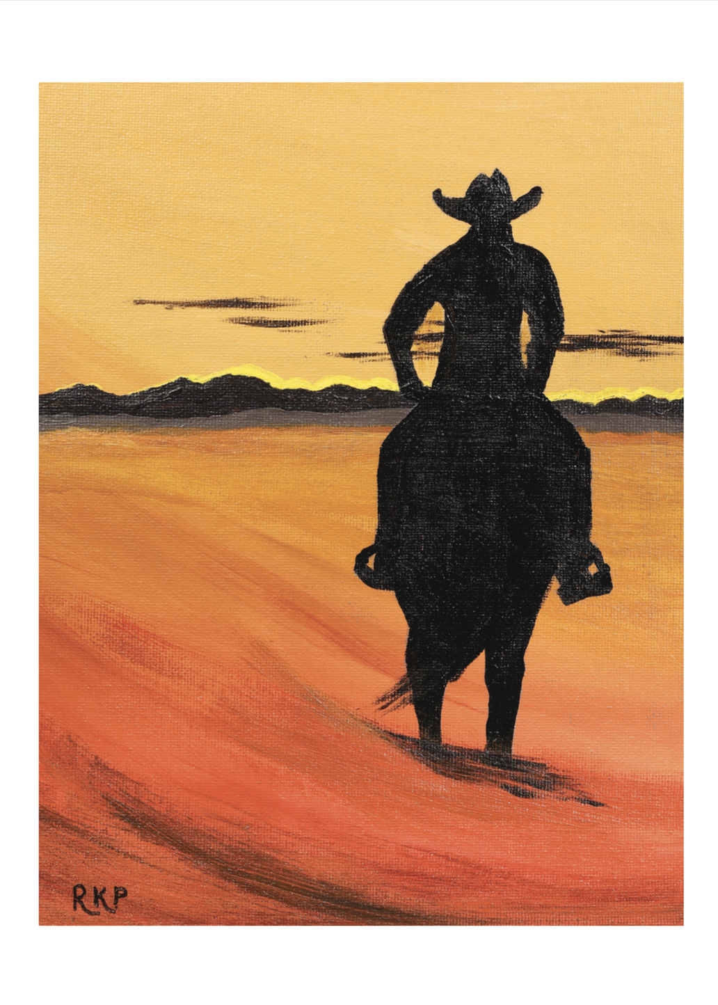Cowboy at Sunset by Rita Patterson